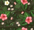 Beautiful tropical flower pattern background Royalty Free Stock Photo
