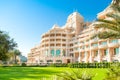 Beautiful tropical garden in luxury hotel in The Palm Jumeirah Royalty Free Stock Photo