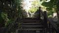 Beautiful tropical garden on site Resort Intime Sanya 5 unfocused time lapse stock footage video
