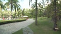 Beautiful tropical garden on site Resort Intime Sanya 5 unfocused time lapse stock footage video