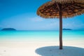 Beautiful tropical island white sand beach blue sky sunny day -