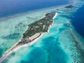 Beautiful tropical islands chain aerial view at the indian ocean