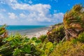 Beautiful Tropical landscape. Aerial view of the beach and Caribbean sea in Tulum on a Sunny day, Yucatan, Mexico Royalty Free Stock Photo