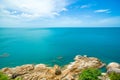 Tropical landscape of the green coast of Koh Samui island Royalty Free Stock Photo