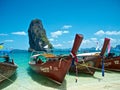 Beautiful tropical landscape with Thai traditional boat