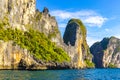 Beautiful tropical limestone islands on Koh Phi Phi Leh Thailand Royalty Free Stock Photo