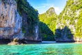 Beautiful tropical limestone islands on Koh Phi Phi Leh Thailand Royalty Free Stock Photo