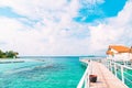 Beautiful tropical Maldives resort hotel and island with beach and sea Royalty Free Stock Photo