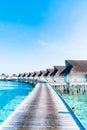 Beautiful tropical Maldives resort hotel and island with beach and sea Royalty Free Stock Photo