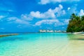 Beautiful tropical Maldives resort hotel and island with beach and sea Royalty Free Stock Photo