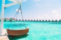 Beautiful tropical Maldives resort hotel and island with beach and sea Royalty Free Stock Photo