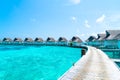 Beautiful tropical Maldives resort hotel and island with beach and sea Royalty Free Stock Photo