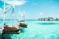 Beautiful tropical Maldives resort hotel and island with beach and sea Royalty Free Stock Photo