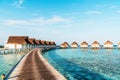 Beautiful tropical Maldives resort hotel and island with beach and sea Royalty Free Stock Photo