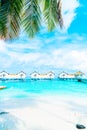 Beautiful tropical Maldives resort hotel and island with beach and sea Royalty Free Stock Photo