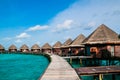 Beautiful tropical Maldives resort and island with beach and sea