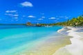 Beautiful tropical natural palm tree boat jetty Contoy island Mexico