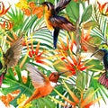 Beautiful tropical nature seamless pattern. paradise background.