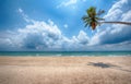 Beautiful tropical ocean and beach, Amazing tropical palm tree leaning over the ocean with blue sky,Thung Wua Laen Beach, Chumphon Royalty Free Stock Photo