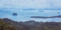 Beautiful tropical panorama of hilly coastline. Traveling in Krabi Province, Thailand