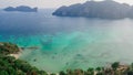 Beautiful tropical panoramic landscape with a bay at Phi Phi islands in Thailand.