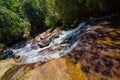 Beautiful tropical rainforest waterfall in deep forest, Phu Kradueng National Park Royalty Free Stock Photo