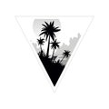Beautiful tropical scenery with palm trees, monochrome landscape in geometric triangle shape design vector Illustration