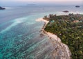 Beautiful tropical sea with coral reef at sunset Royalty Free Stock Photo