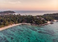 Beautiful tropical sea with coral reef at sunset Royalty Free Stock Photo