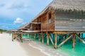 Wooden villas over water of the Indian Ocean Royalty Free Stock Photo