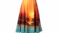 Beautiful Tropical Sunset Maxi Skirt - High Detailed Digital Airbrushing