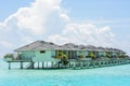 Beautiful tropical view with overwater villas Royalty Free Stock Photo