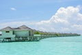 Beautiful tropical view with water villas Royalty Free Stock Photo