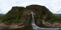 Beautiful tropical waterfall. Rawana Falls. 360 panorama VR. Sri Lanka.