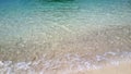 Beautiful tropical white sand beach and splashing wave of crystal clear green turquoise sea water for background,Krabi,Andaman sea Royalty Free Stock Photo