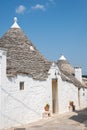 Group of beautiful Trulli, traditional Apulian dry stone wall hut old houses with a conical roof in Alberobello Royalty Free Stock Photo