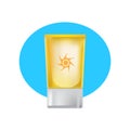 Beautiful tube of suntan cream, skin care, beauty and health.