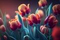 Beautiful tulip spring background. Generative ai Royalty Free Stock Photo