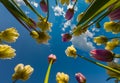 Beautiful tulips under a Clear Blue Sky