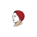 Beautiful Turban Girl Hairstyle, Moslem Girl Hijab Vector Design. Logo, Icon, Sign, Illustration