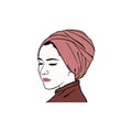 Beautiful Turban Girl Hairstyle, Moslem Hijab Girl Vector Design. Logo, Icon, Sign, Illustration