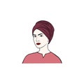 Beautiful Turban Girl Hairstyle, Moslem Hijab Girl Vector Design. Logo Illustration