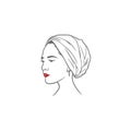 Beautiful Turban Girl Hairstyle, Vector Design. Logo, Icon, Sign, Illustration