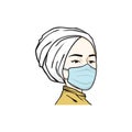 Beautiful Turban Woman Wearing Health Mask, Vector Design
