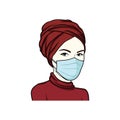 Beautiful Turban Woman Wearing Health Mask, Vector Design