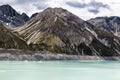 Beautiful turqouise Tasman Glacier Lake and Rocky Mountains of the Mount Cook National Park, New Zealand