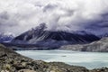 Beautiful turqouise Tasman Glacier Lake and Rocky Mountains of the Mount Cook National Park, New Zealand