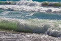 Beautiful turquoise azure waves with white foam.