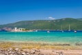 Beautiful turquoise bay, recreational boats and Mirista old fortress on the small island. Royalty Free Stock Photo