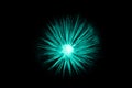 Beautiful turquoise big bang science object with glowing core